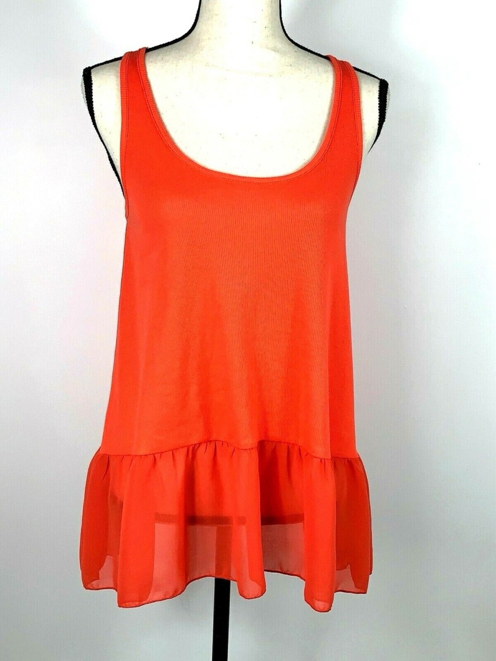 Umgee Women’s Tank Top Tangerine Long with Peplum, size Large